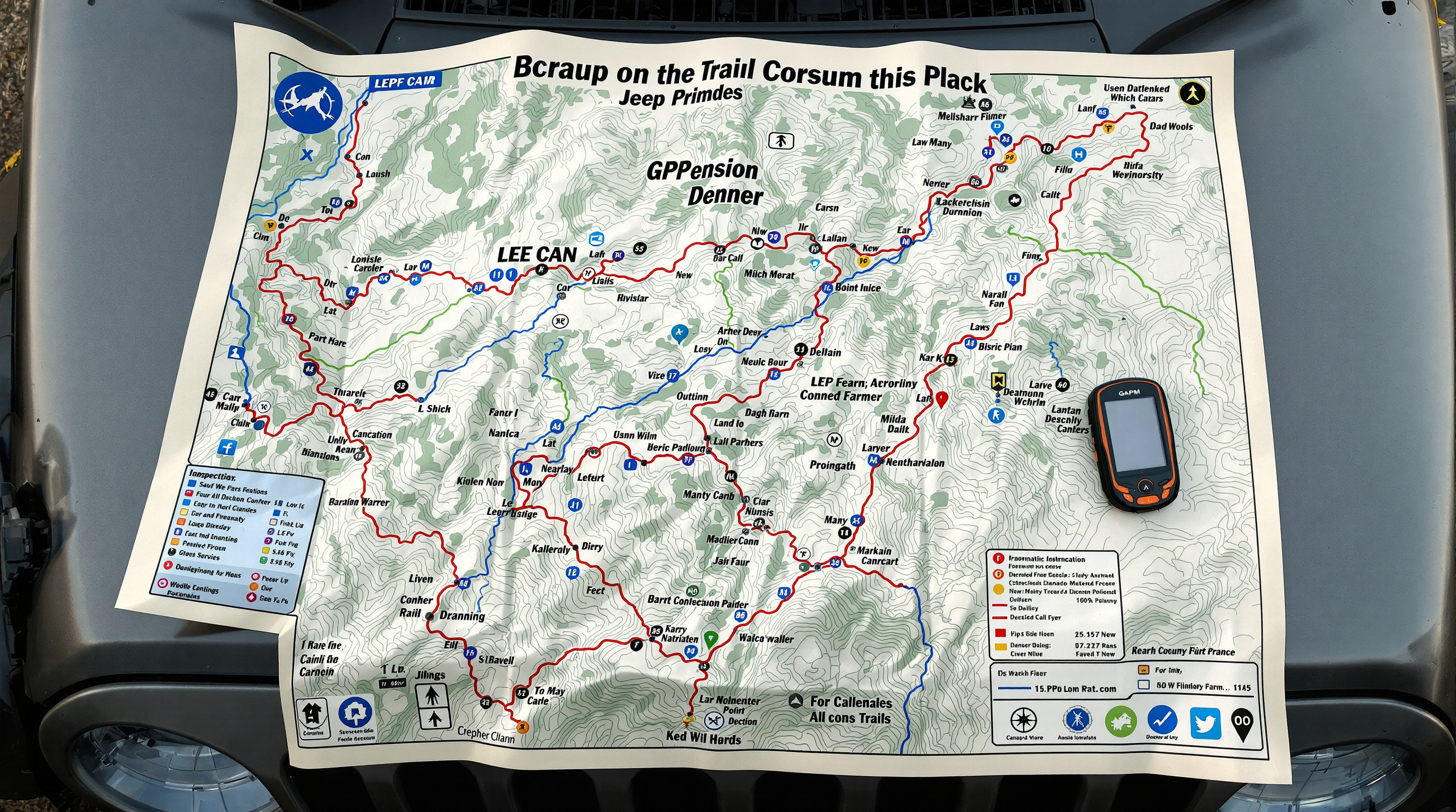 Trail maps and GPS navigation equipment for off-road planning